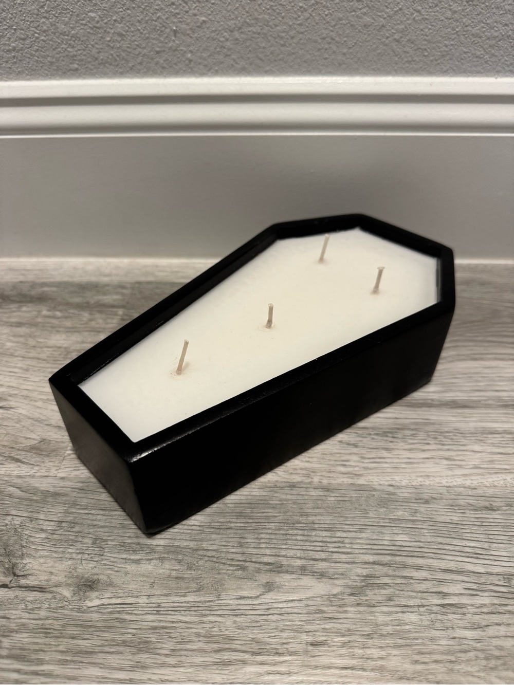 Black Coffin-Shaped Three-Wick Decorative Candle